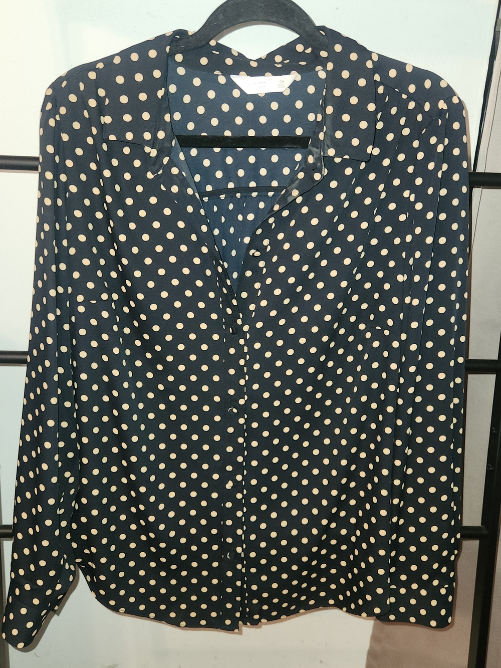 Lauren Conrad BlackBlouse with Cream Polka Dots